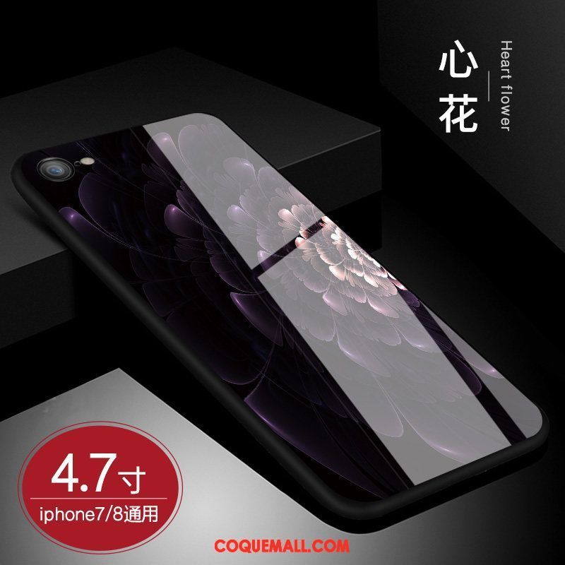 Étui iPhone 8 Rose Nouveau Incassable, Coque iPhone 8 Verre Trempé Violet