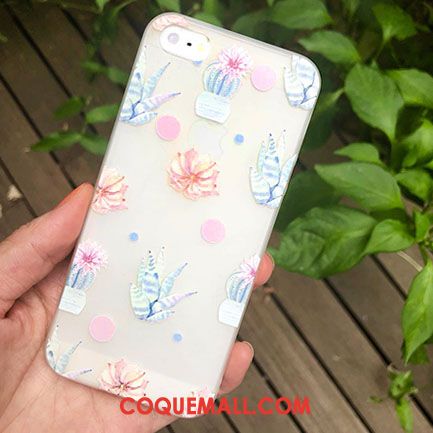 Étui iPhone Se Frais Créatif Gaufrage, Coque iPhone Se Bleu Incassable