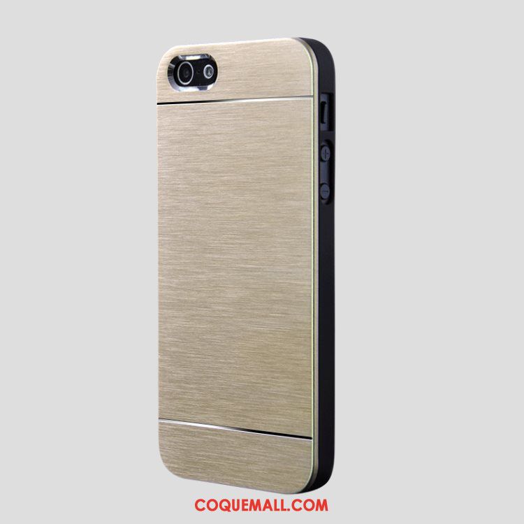 Étui iPhone Se Métal Protection Incassable, Coque iPhone Se Or Soie