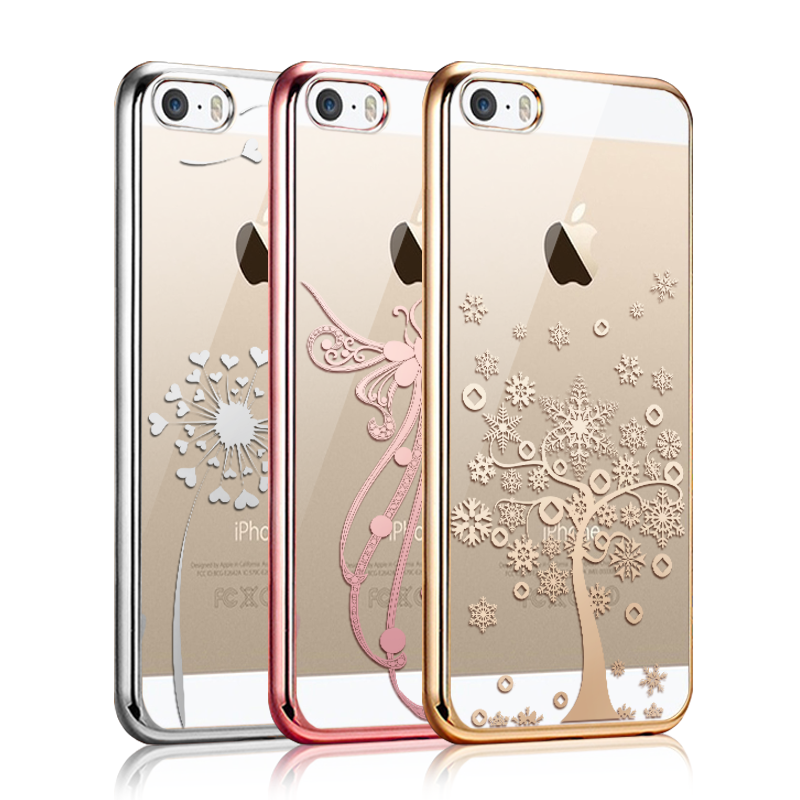 Étui iPhone Se Téléphone Portable Protection Fluide Doux, Coque iPhone Se Placage Transparent