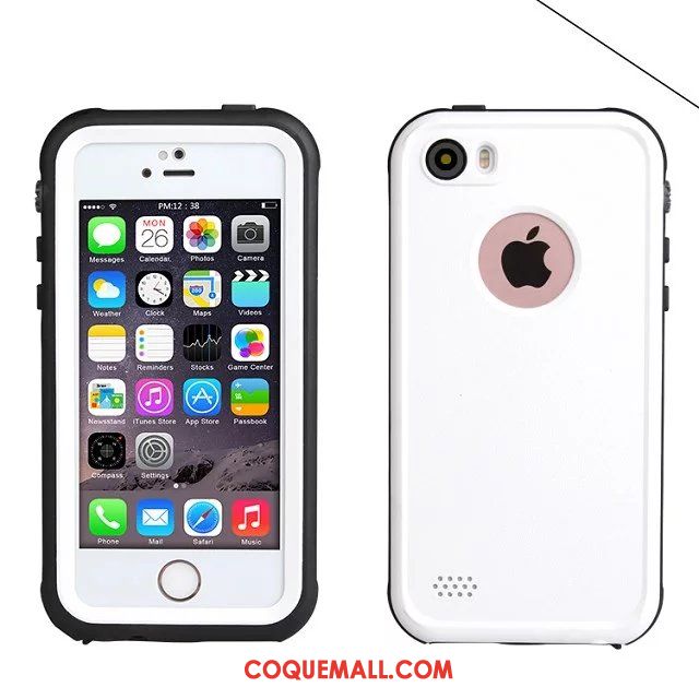 Étui iPhone Se Téléphone Portable Trois Défenses Imperméable, Coque iPhone Se Blanc Incassable