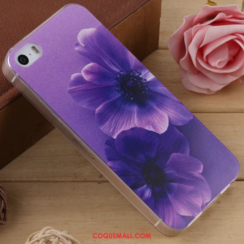 Étui iPhone Se Violet Très Mince Silicone, Coque iPhone Se Incassable Téléphone Portable