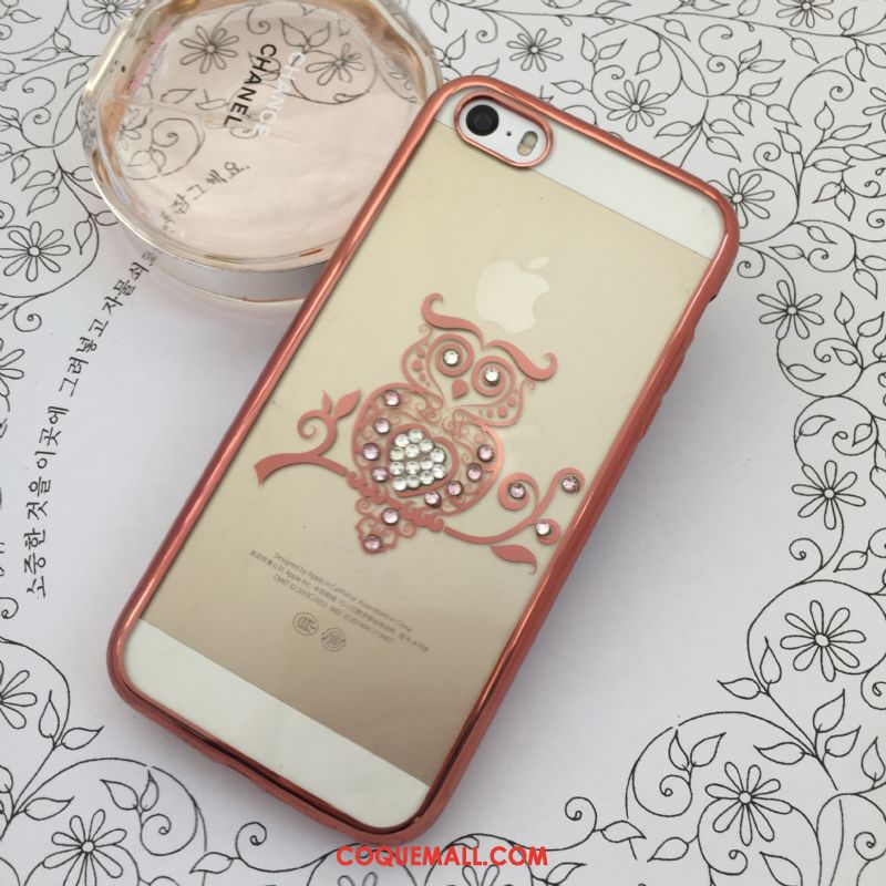 Étui iPhone Se Élégant Or Rose Téléphone Portable, Coque iPhone Se Protection Strass