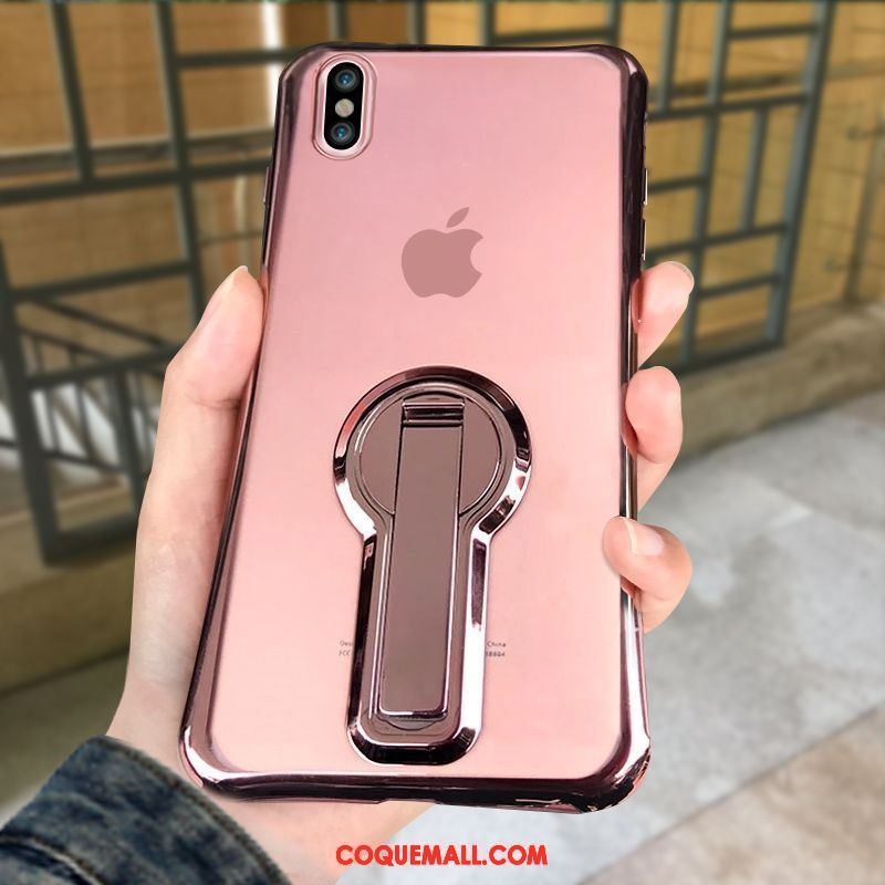 Étui iPhone X Brillant Support Incassable, Coque iPhone X Transparent Noir