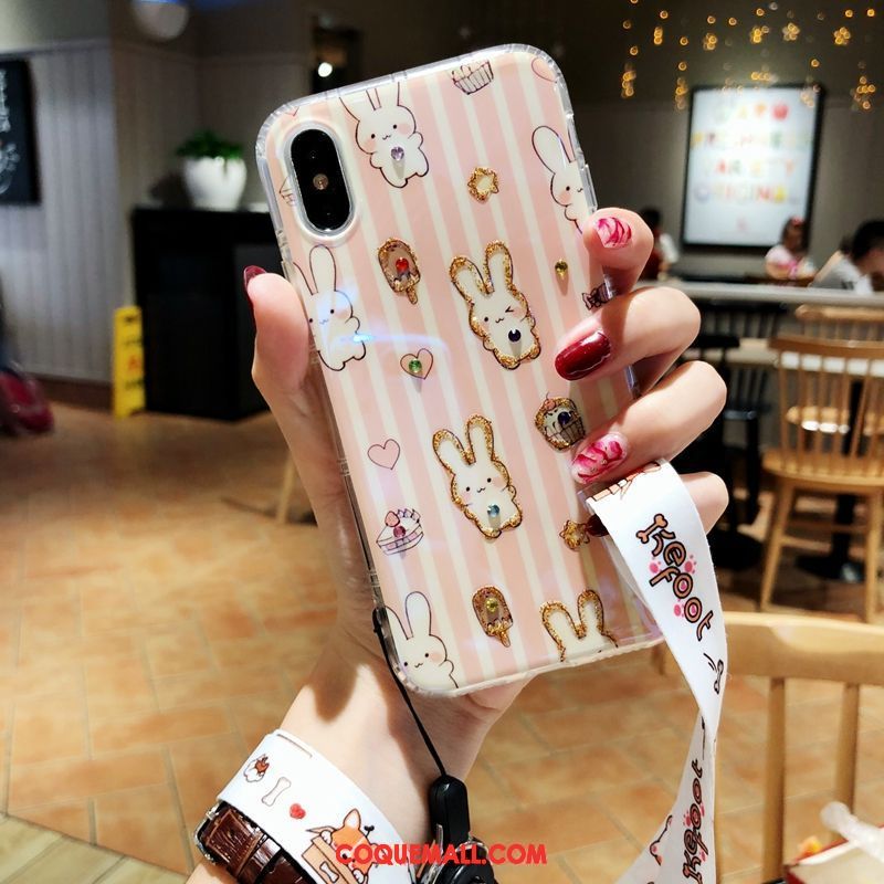 Étui iPhone X Charmant Fluide Doux Silicone, Coque iPhone X Incruster Strass Lapin