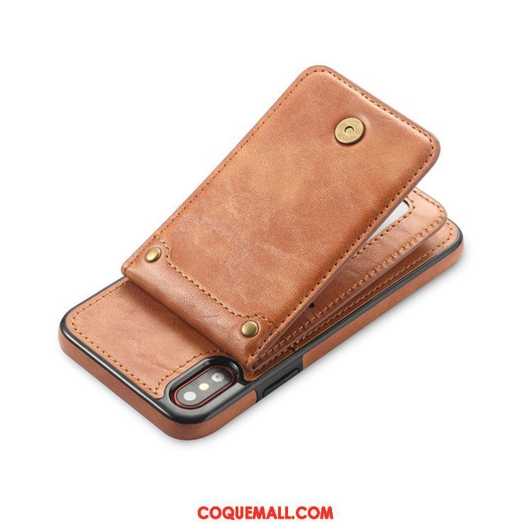 Étui iPhone X Portefeuille Sac Carte Incassable, Coque iPhone X Téléphone Portable Tout Compris Braun