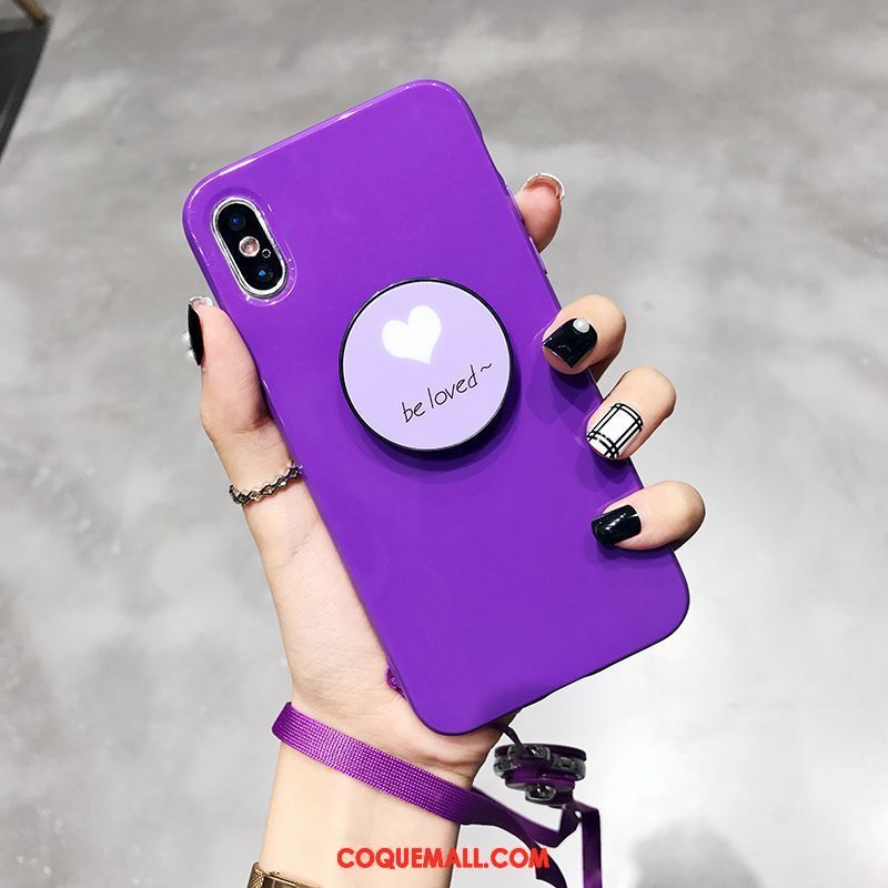 Étui iPhone X Téléphone Portable Violet Support, Coque iPhone X Personnalité Silicone