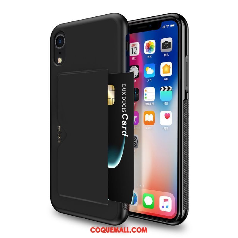 Étui iPhone Xr Téléphone Portable Paquet De Certificat Étui En Cuir, Coque iPhone Xr Sac Protection