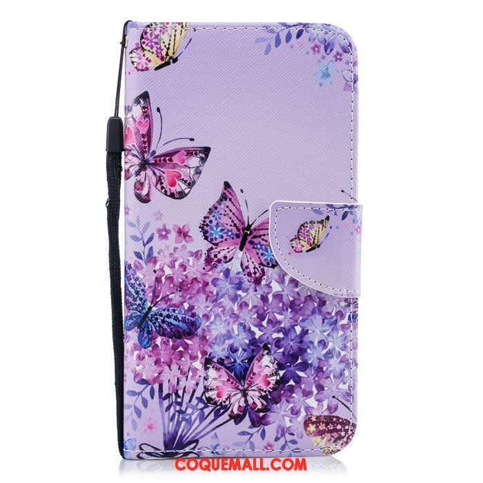 Étui iPhone Xr Violet Protection Étui En Cuir, Coque iPhone Xr Téléphone Portable Papillon