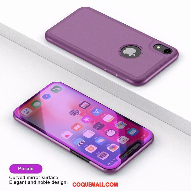 Étui iPhone Xr Étui En Cuir Or Violet, Coque iPhone Xr Tout Compris Téléphone Portable