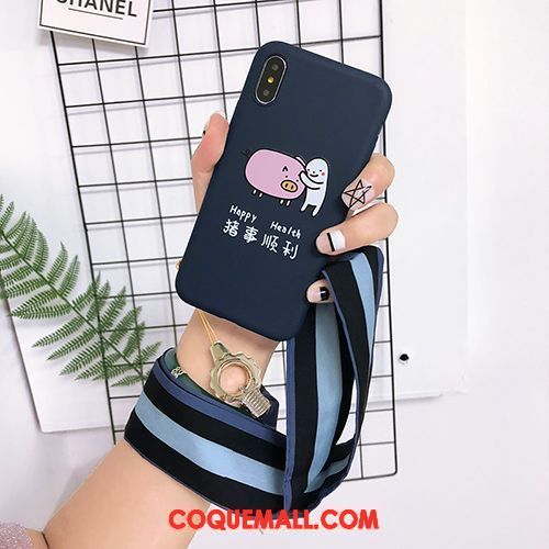 Étui iPhone Xs Bleu Téléphone Portable Personnalité, Coque iPhone Xs Tout Compris Simple