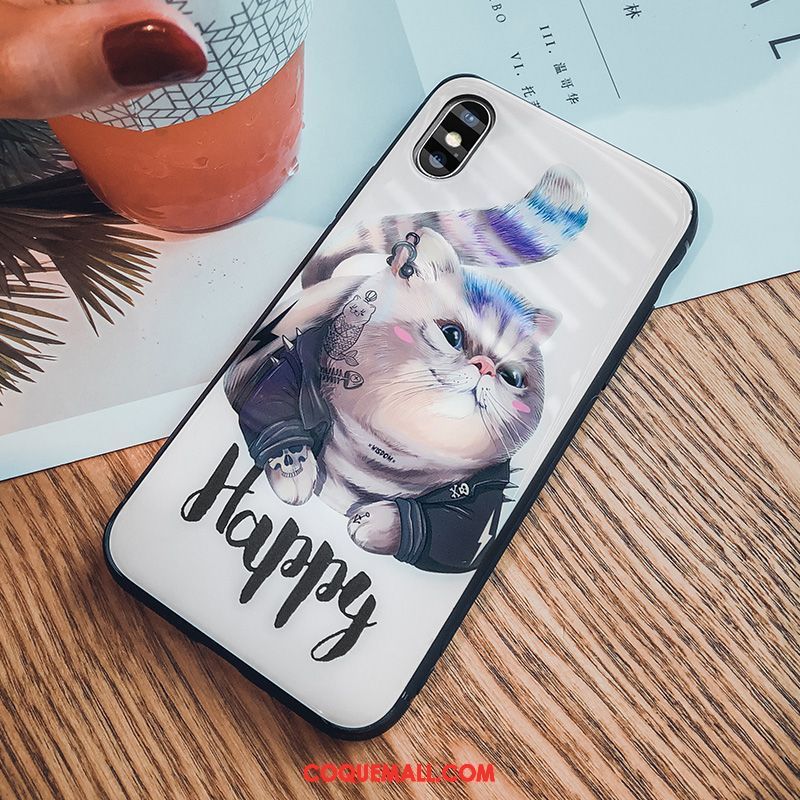 Étui iPhone Xs Chat Nouveau Verre, Coque iPhone Xs Marque De Tendance Dessin Animé