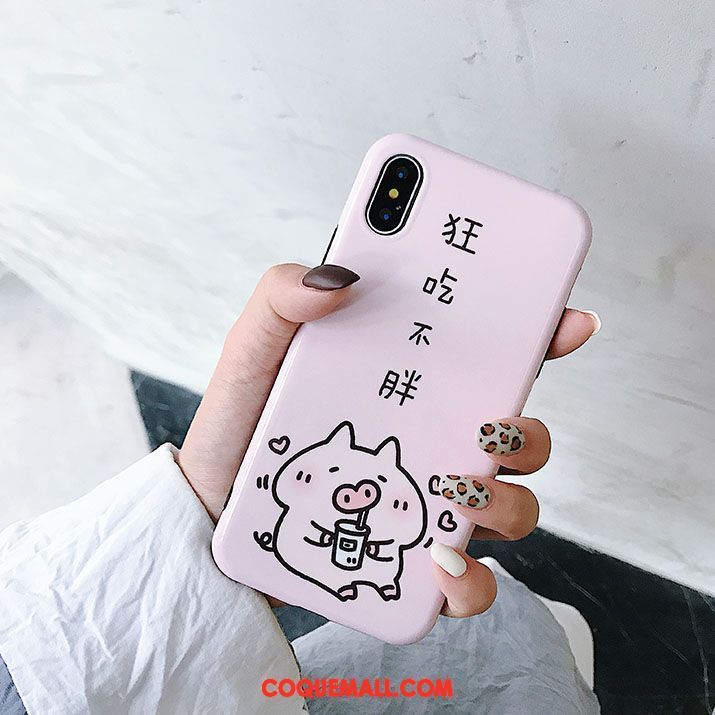 Étui iPhone Xs Dessin Animé Rose Très Mince, Coque iPhone Xs Protection Téléphone Portable