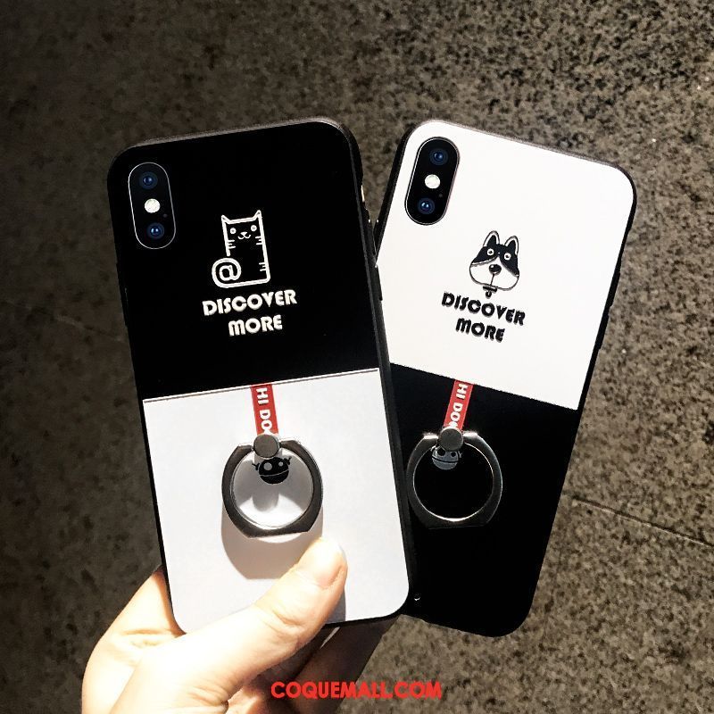 Étui iPhone Xs Gaufrage Tendance Amoureux, Coque iPhone Xs Tout Compris Dessin Animé