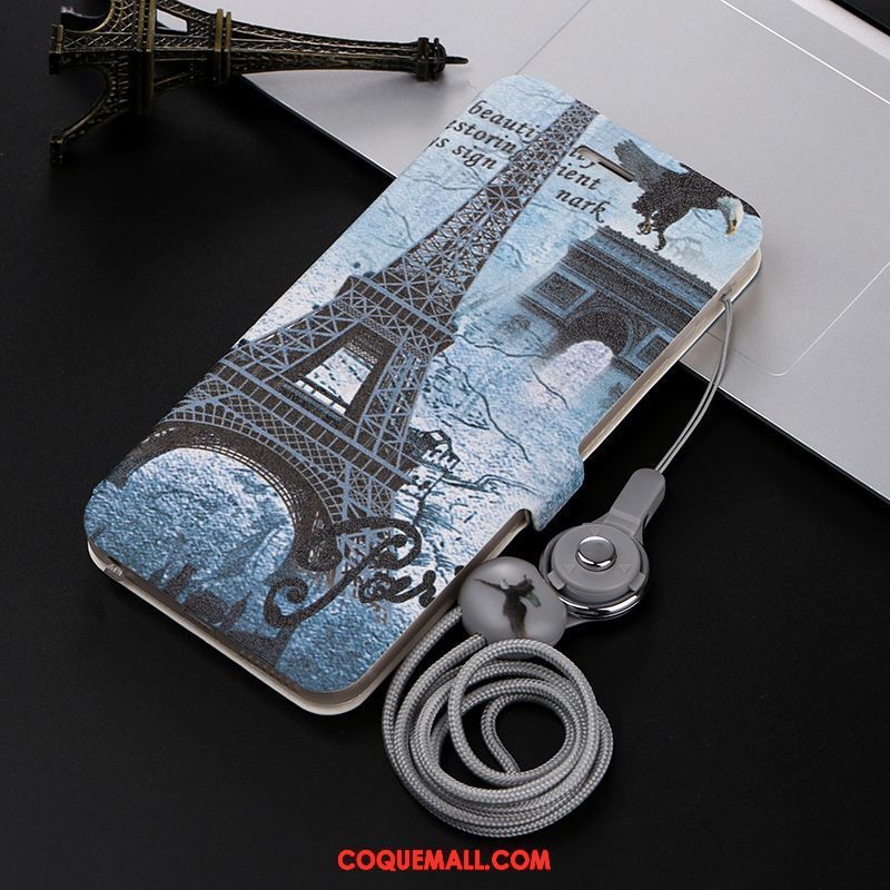 Étui iPhone Xs Incassable Étui En Cuir Personnalité, Coque iPhone Xs Bleu Téléphone Portable