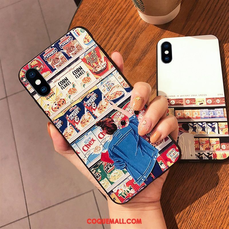 Étui iPhone Xs Max Amoureux Incassable Blanc, Coque iPhone Xs Max Nouveau Gaufrage