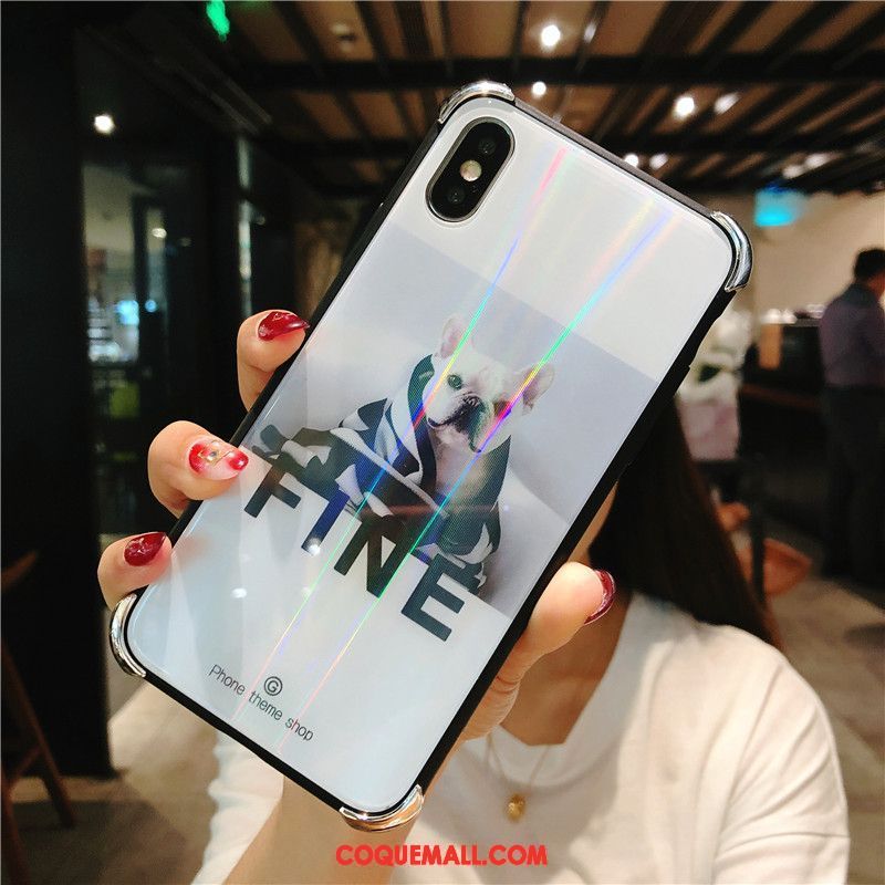 Étui iPhone Xs Max Blanc Marque De Tendance Personnalité, Coque iPhone Xs Max Amoureux Verre