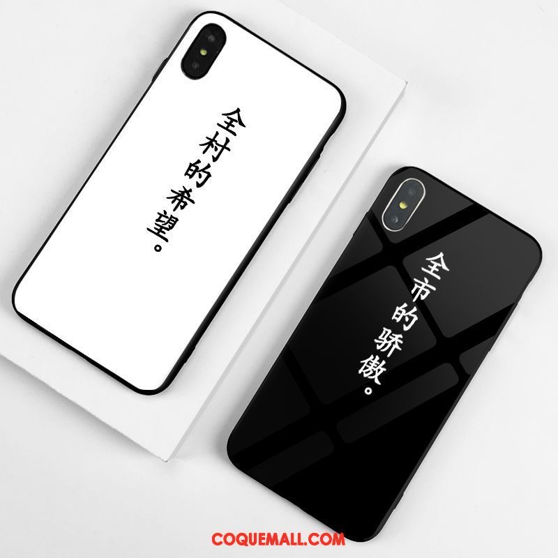 Étui iPhone Xs Max Blanc Téléphone Portable Personnalité, Coque iPhone Xs Max Verre