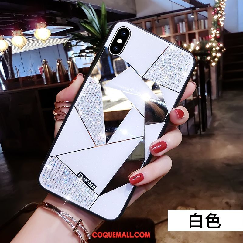 Étui iPhone Xs Max Losange Marque De Tendance Personnalité, Coque iPhone Xs Max Blanc Nouveau