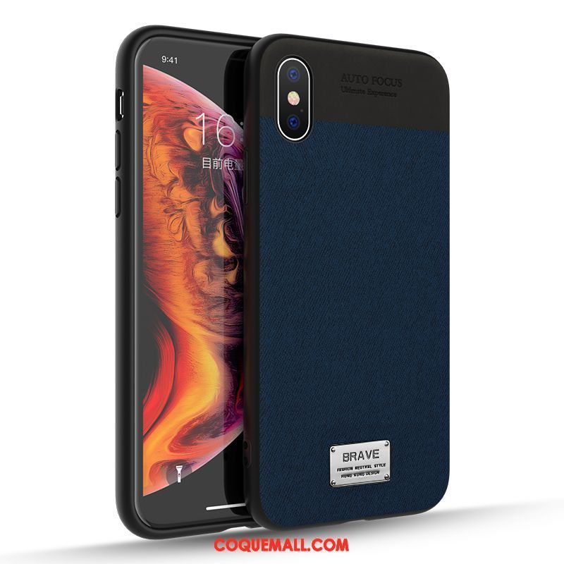 Étui iPhone Xs Max Luxe Fluide Doux Bleu, Coque iPhone Xs Max Magnétisme Tendance