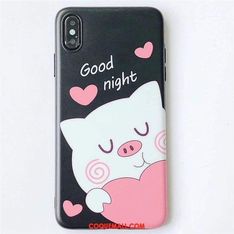 Étui iPhone Xs Max Noir Soirée Charmant, Coque iPhone Xs Max Fluide Doux Amoureux