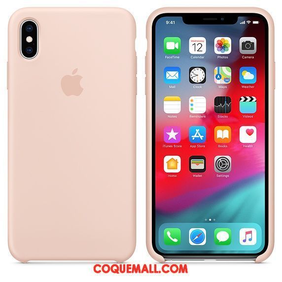 Étui iPhone Xs Max Nouveau Incassable Rose, Coque iPhone Xs Max Fluide Doux Silicone