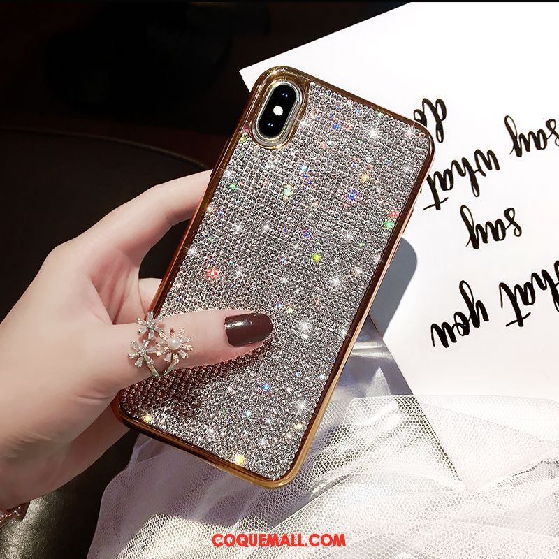 Étui iPhone Xs Max Nouveau Téléphone Portable Strass, Coque iPhone Xs Max Fluide Doux Amoureux