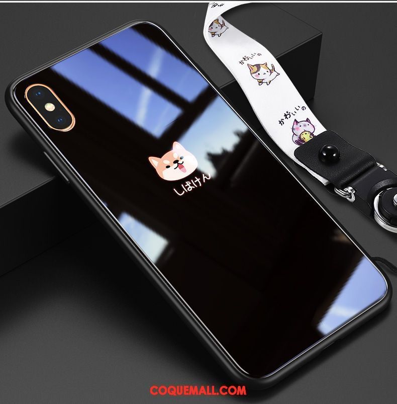 Étui iPhone Xs Max Nouveau Verre Chiens, Coque iPhone Xs Max Amoureux Noir