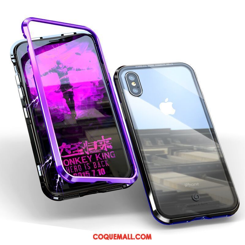 Étui iPhone Xs Max Nouveau Violet Tout Compris, Coque iPhone Xs Max Métal Marque De Tendance