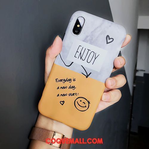 Étui iPhone Xs Max Souriant Silicone Jaune, Coque iPhone Xs Max Protection Créatif