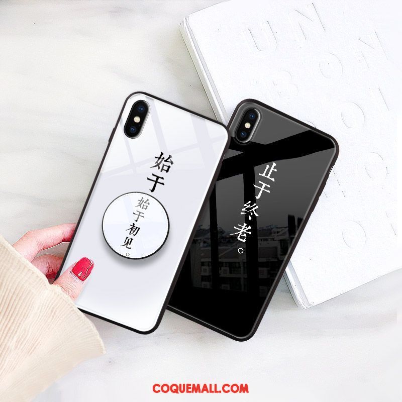 Étui iPhone Xs Noir Protection Peinture, Coque iPhone Xs Paillette Téléphone Portable