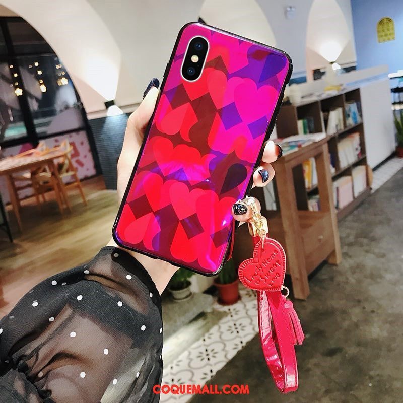 Étui iPhone Xs Tendance Incassable Délavé En Daim, Coque iPhone Xs Marque De Tendance Rouge