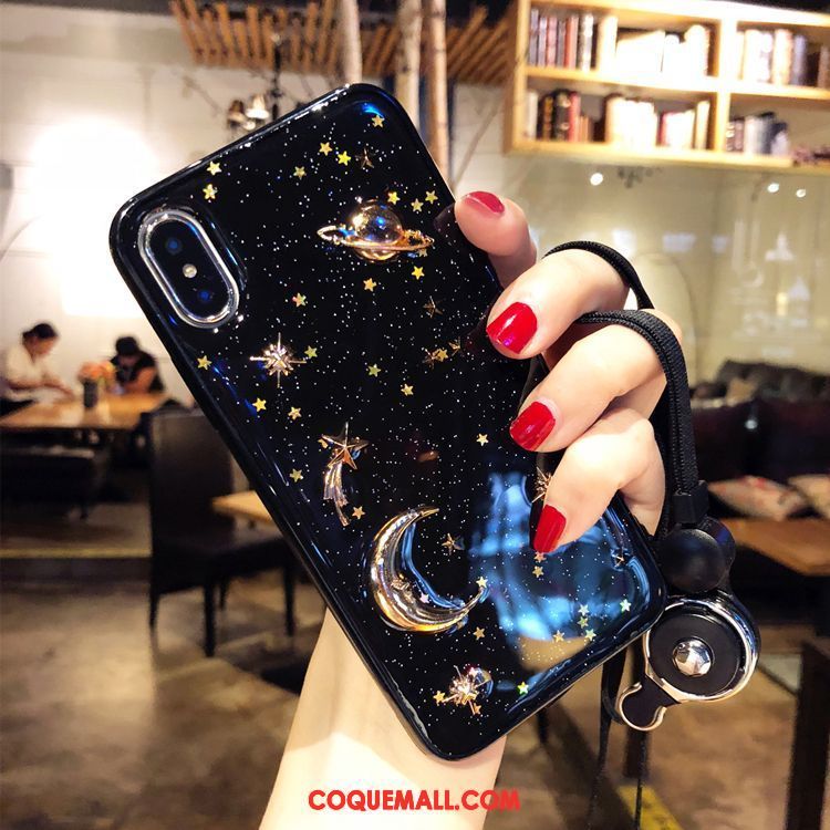 Étui iPhone Xs Transparent Téléphone Portable Noir, Coque iPhone Xs Étoile Incassable